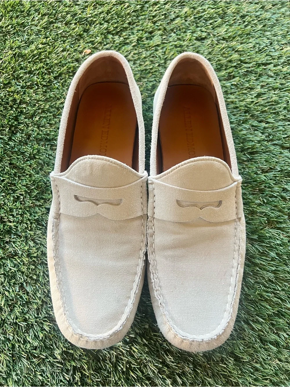 Allen Edmonds Men's Suede Penny Loafers in Light Beige